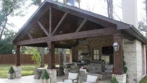 Cedar Beams on a Cabana with an Summer Kitchen