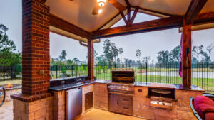Custom Outdoor Kitchen with RCS Grill, Double Side burner, Refrigerator and Sink