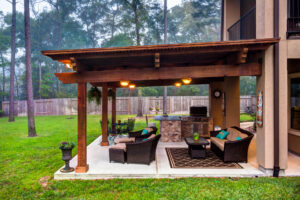 The Crescent Oaks - Custom Outdoor Pergola with Outdoor Kitchen and Living Space in Spring, Texas